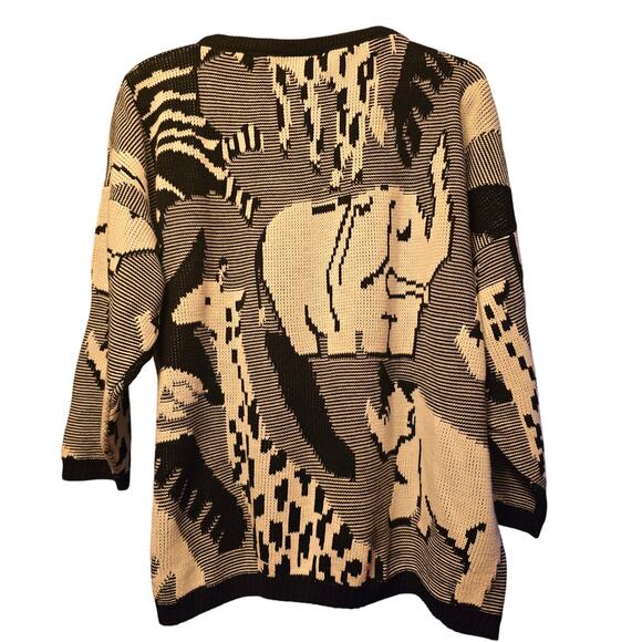 Vintage Honors Elephant Safari 3D Knit Sweater XXL - Picture 2 of 7